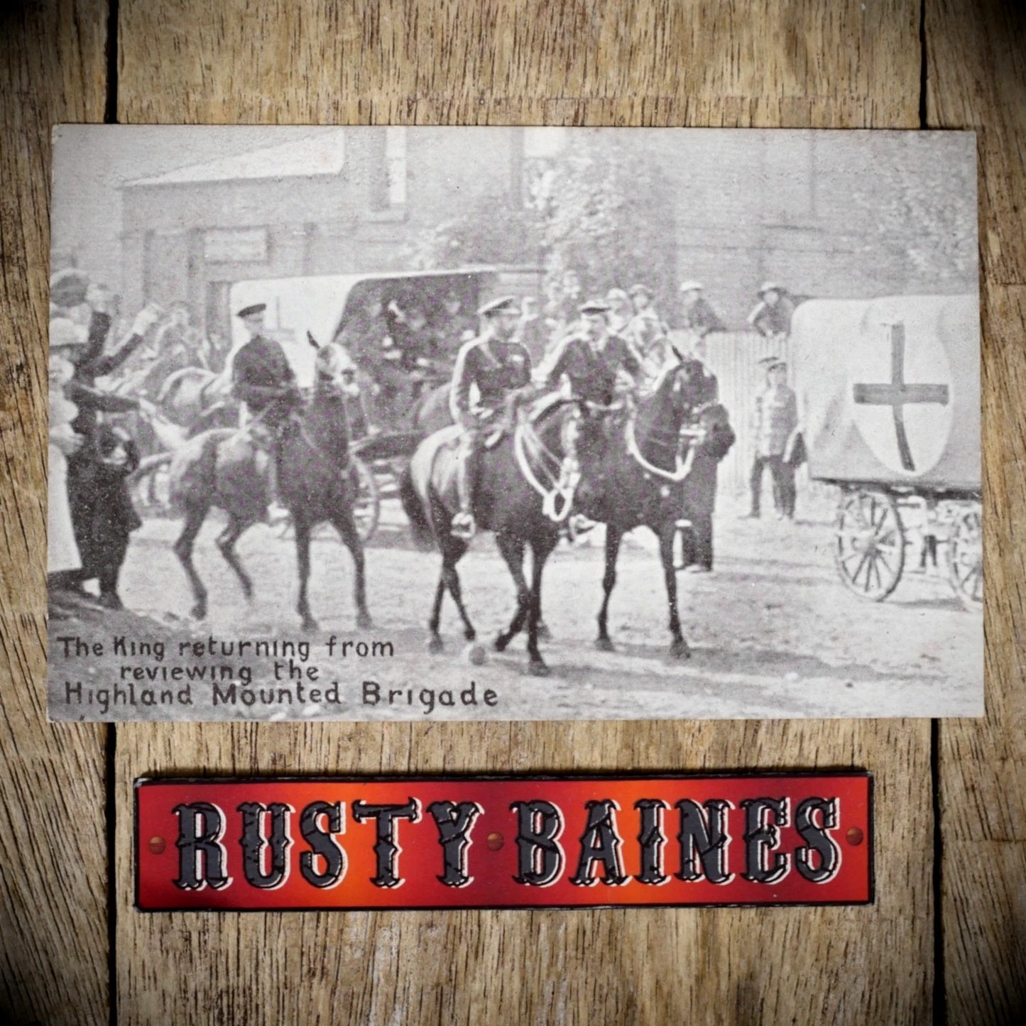Postcard, The King Reviewing Highland Mounted Brigade WW1 Printed
