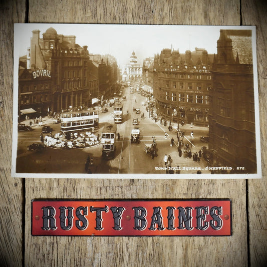 Postcard, Sheffield Town Hall Square/Fargate, Bamforth, Real Photo