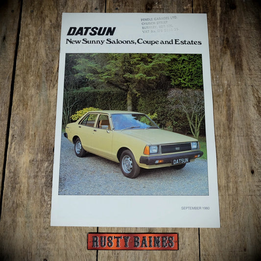 Sales Brochure, Datsun Sunny Saloon, Coupe, Estate, UK 1980