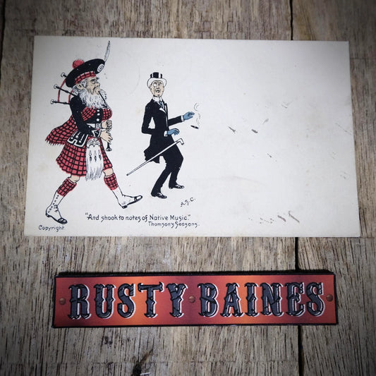 Postcard, Comic, Early Write-Away Style, Bagpipes, Scotsman