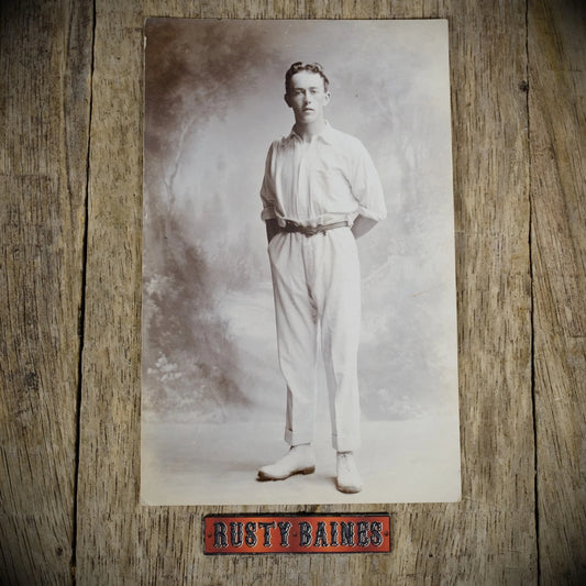 Postcard, Historic Cricket Player Portrait, Pre-War Real Photo