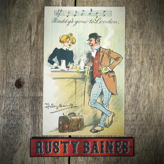 Postcard, Comic, Dudley Hardy, Pub Bar, Daddy's Gone to London