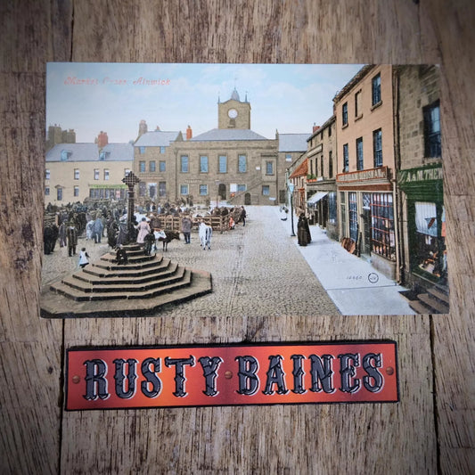 Postcard, Alnwick Market Cross, Farmers Auction, Printed