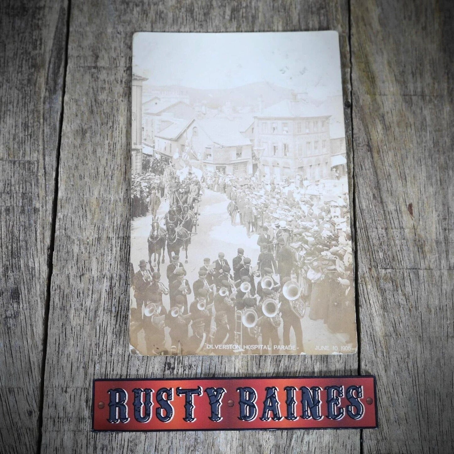 Postcard, Ulverston Hospital Parade, Brass Band, 1905? Real Photo