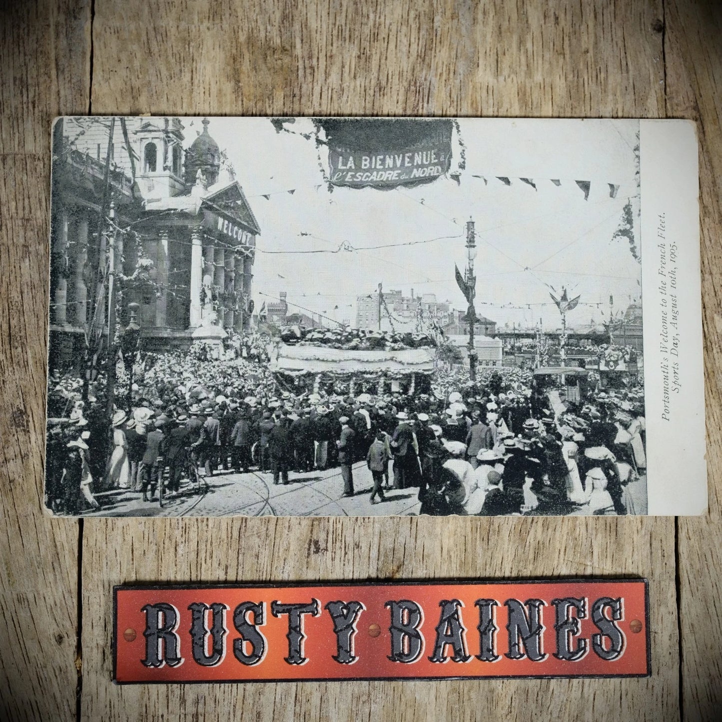 Postcard, Portsmouth 1905 Sports Day, French Fleet, Printed