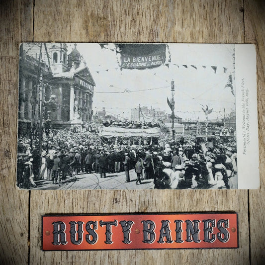 Postcard, Portsmouth 1905 Sports Day, French Fleet, Printed