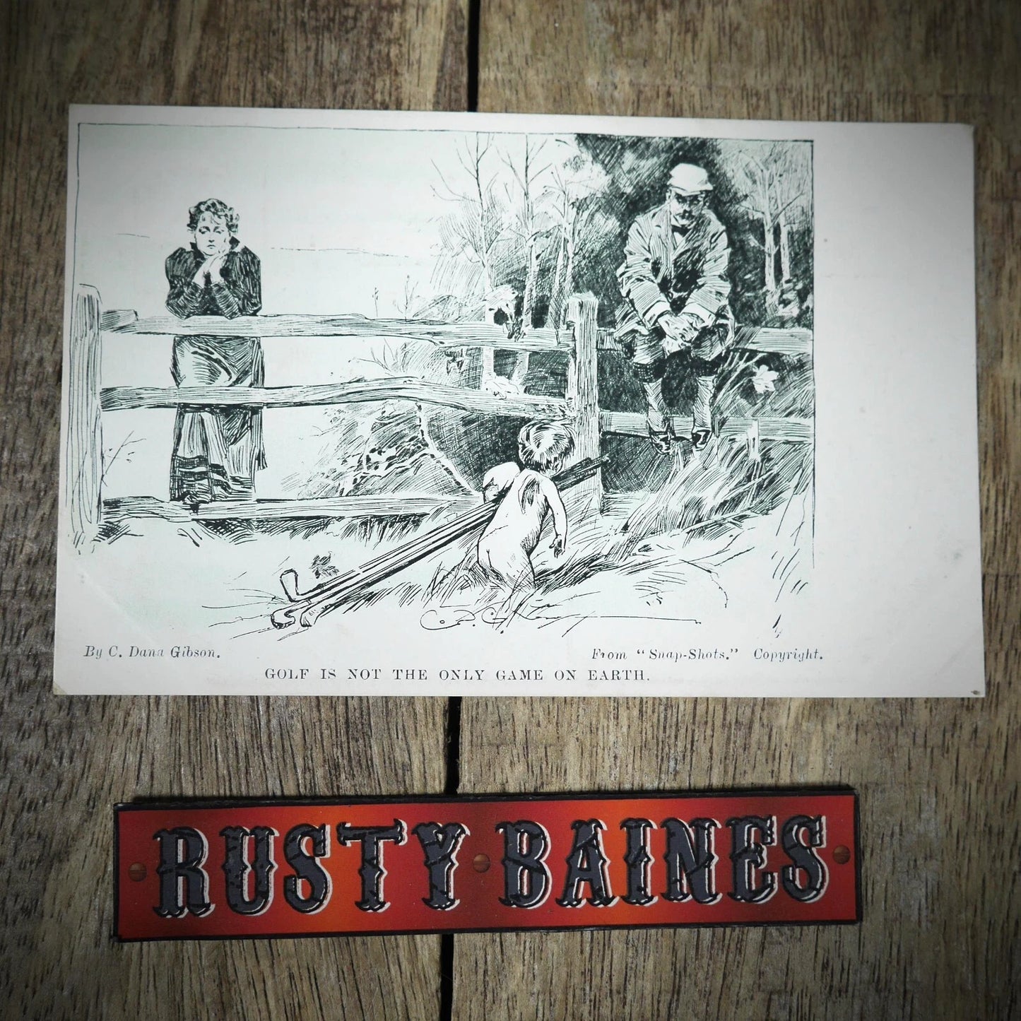 Postcard, Dana Gibson, Snap-Shots, Cupid, Golf