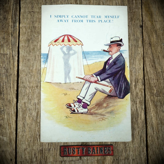 Postcard, Comic, Beach Changing Tent Woman Silhouette