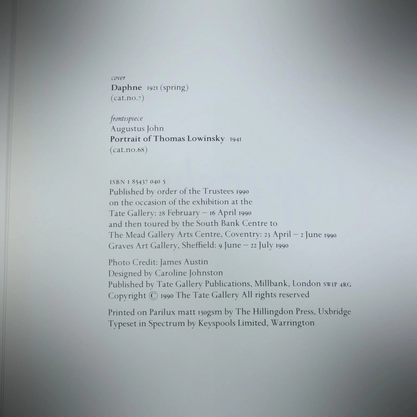 Thomas Lowinsky, 1990 Tate Gallery Softcover, Art Book