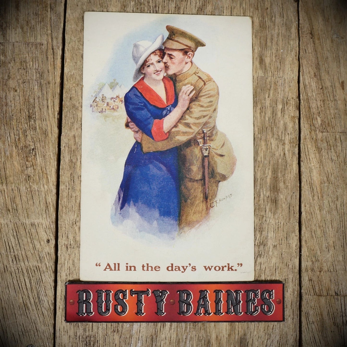 Postcard, WW1 Era Comic/Greetings, C T Howard, Girl/Soldier Romance