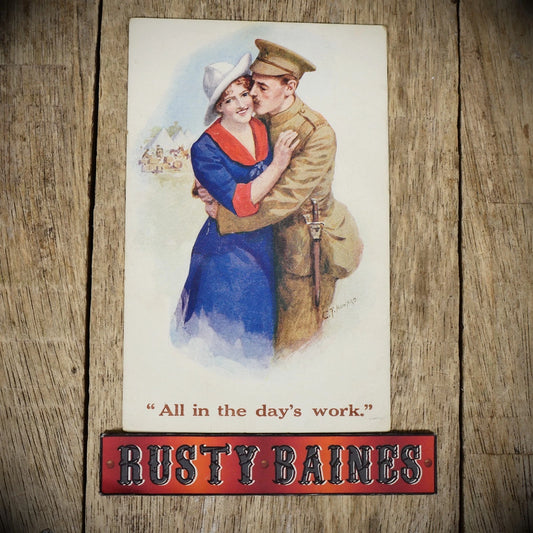 Postcard, WW1 Era Comic/Greetings, C T Howard, Girl/Soldier Romance