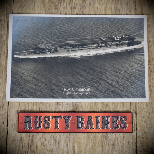 Postcard, HMS Furious Royal Navy Aircraft Carrier, Real Photo