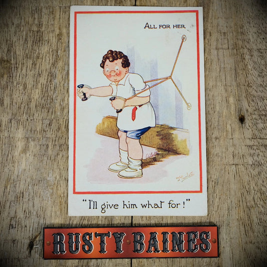 Comic Postcard, Tuck Oilette, Keep Fit Resistance Strength Training