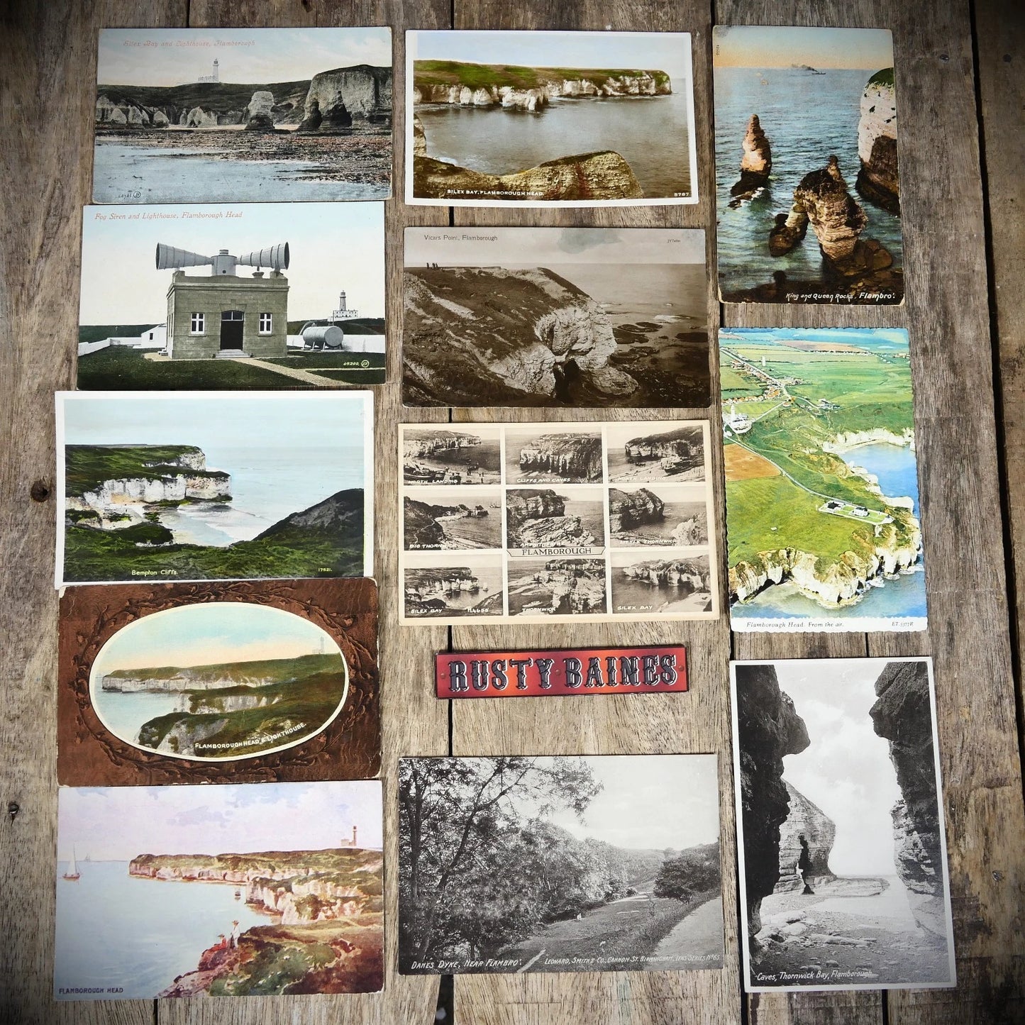 Small Bundle of 12 Flamborough Postcards, Fog Siren, Lighthouse Etc
