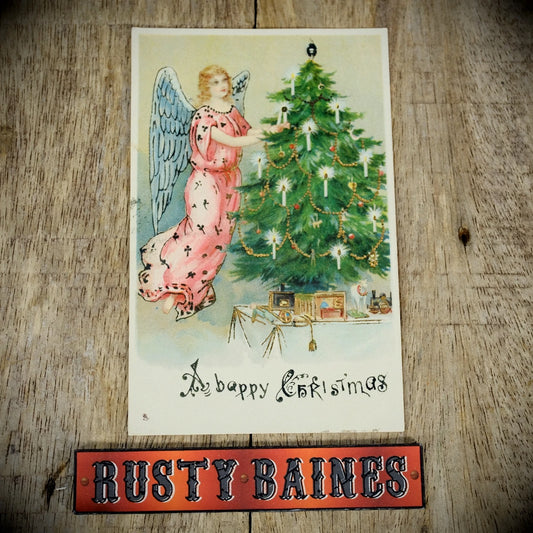Postcard, Raphael Tuck, Christmas Angel Decorating Tree, Embossed Chromo