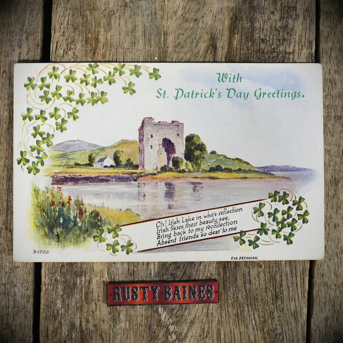 Postcard, St Patrick's Day Greetings, Eva Brennan, Valentine Art Card