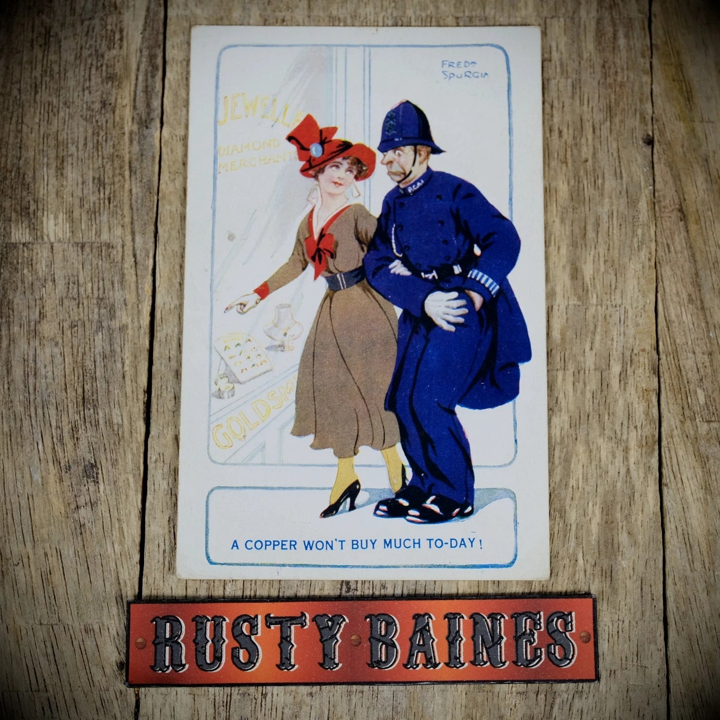 Postcard, Comic, Fred Spurgin, Diamond Jewellery, Policeman, Printed