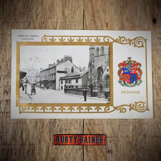 Antique Postcard, Padiham, Church Street, Coat of Arms, Printed