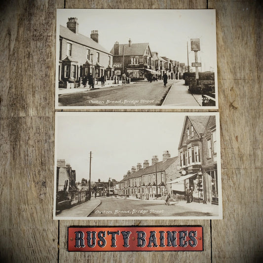 Pair of Vintage Postcards, Oulton Broad, Bridge Street, Printed.