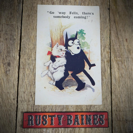 Postcard, Comic, Felix the Cat, White Kitten