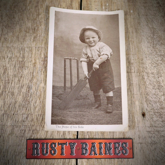 Postcard, Cricket Interest, Toddler Boy, Hope of His Side, Real Photo