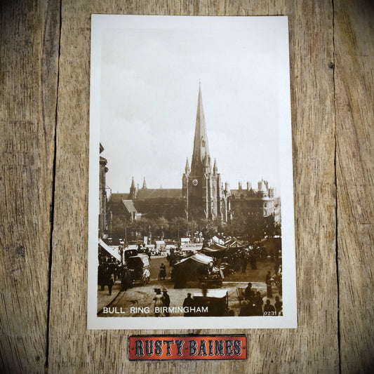 Postcard, Birmingham Bull Ring, Market Stalls, Original Real Photo