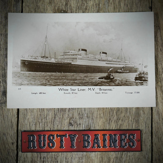 Postcard, White Star Line, MV Britannic, Printed