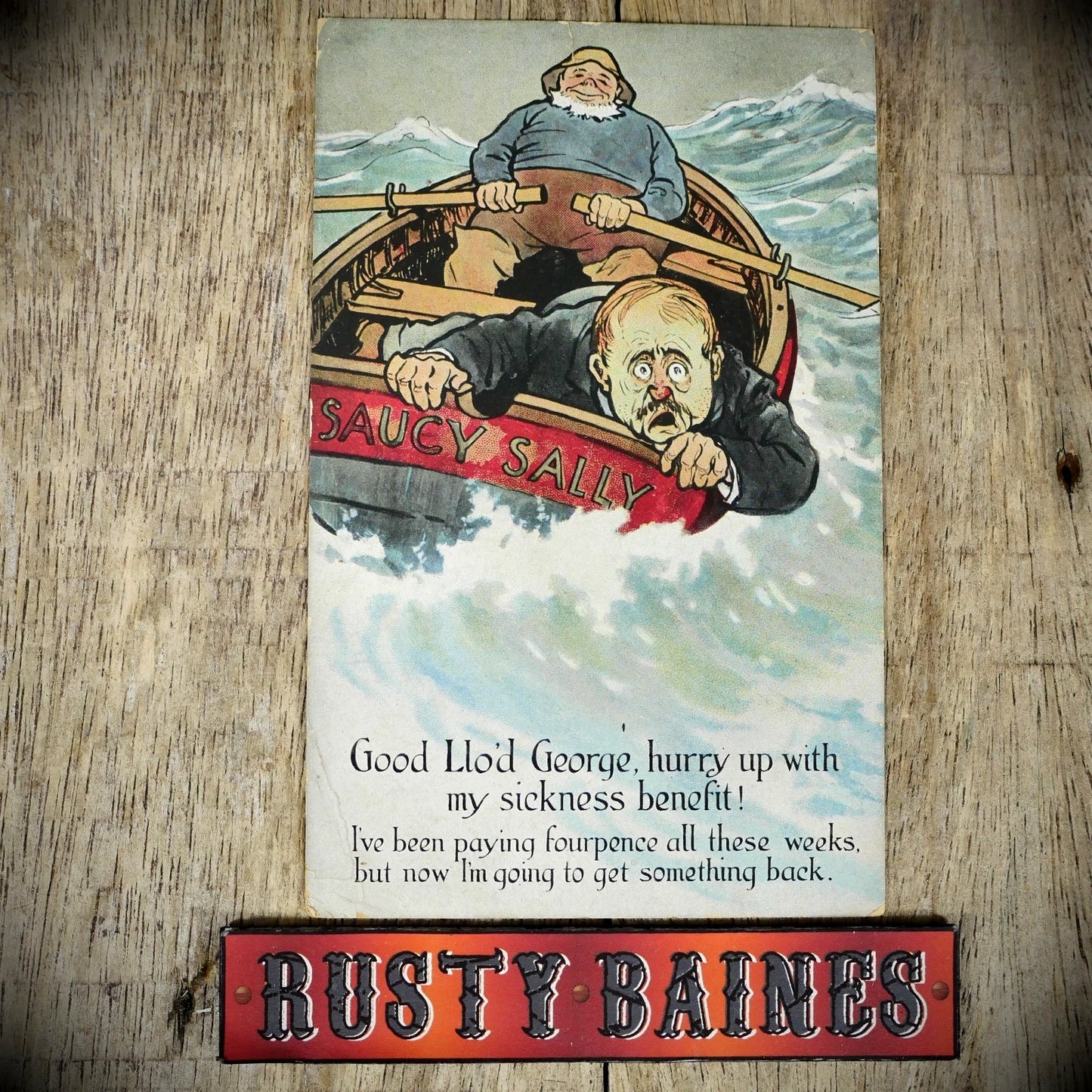 Postcard, Sickness Benefit, National Insurance Stamp, Seasick Man