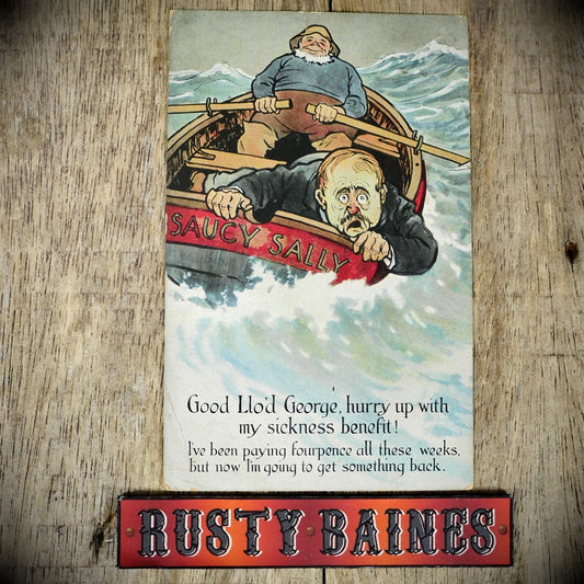 Postcard, Sickness Benefit, National Insurance Stamp, Seasick Man