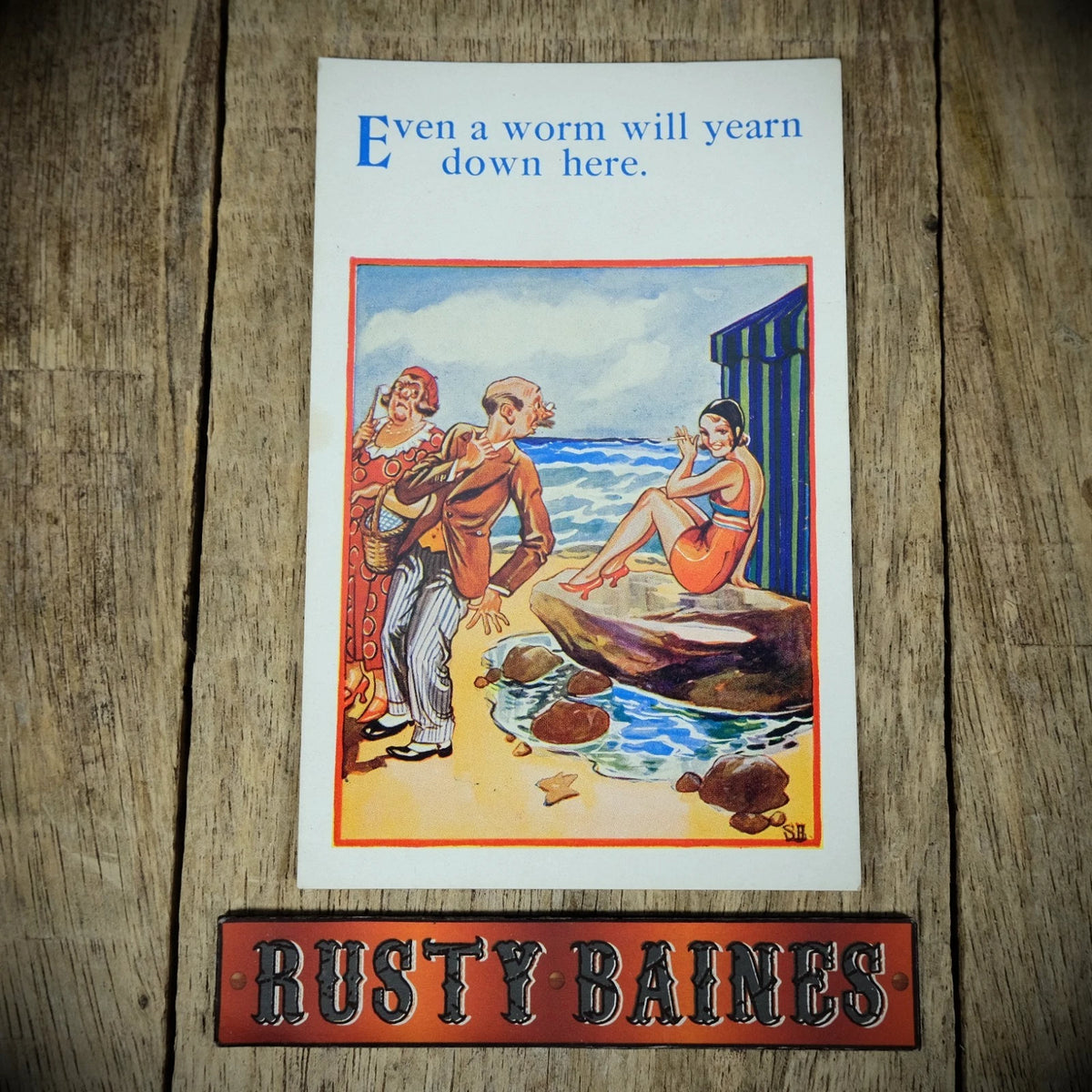 Postcard, Comic, HB, Flapper Bathing Suit Girl, Worm Will Yearn