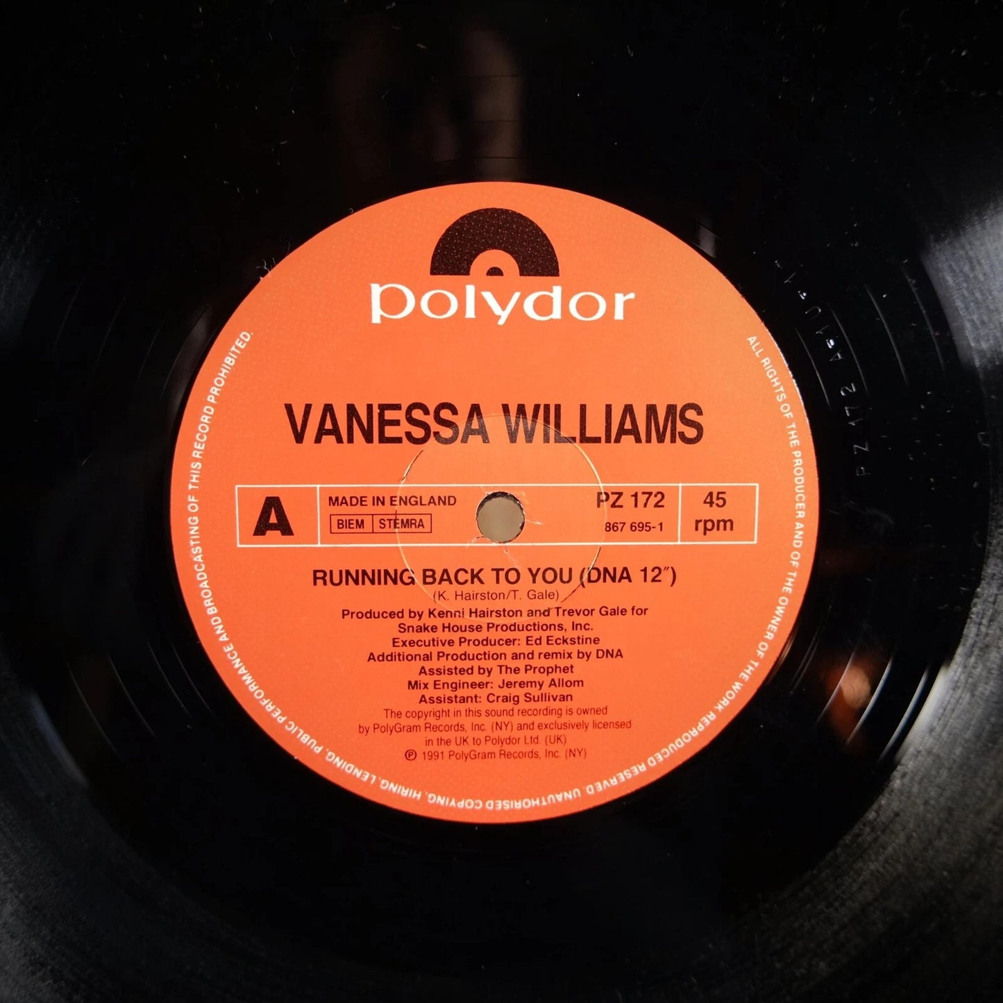 Record 12" Single, Vanessa Williams, Running Back to You