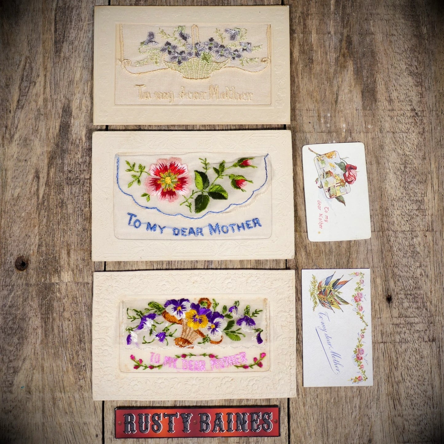 Postcard Bundle, WW1 Embroidered Silk, Mother/Floral/Sentimental