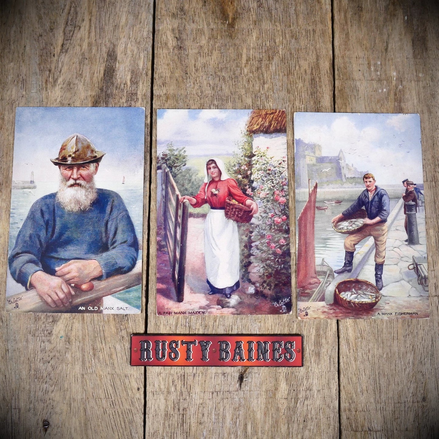Postcard Bundle, Isle of Man, Fishing Old Sea Salt, Fisherman, Maiden