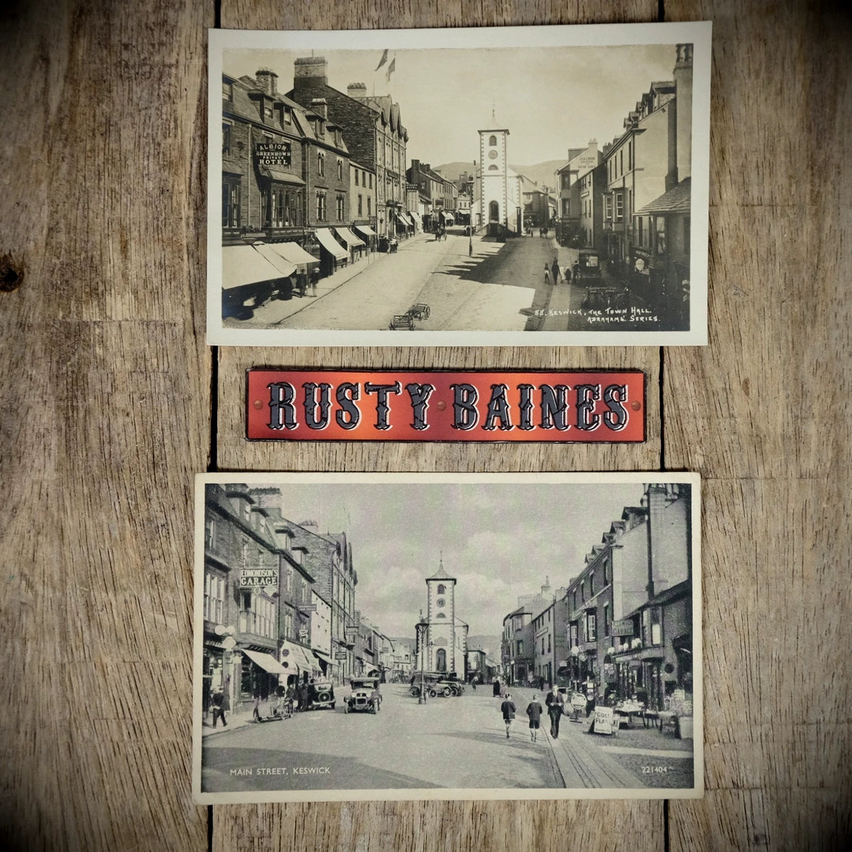 Postcard x2 Keswick Main Street, Classic Cars Real Photo & Printed