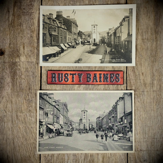 Postcard x2 Keswick Main Street, Classic Cars Real Photo & Printed