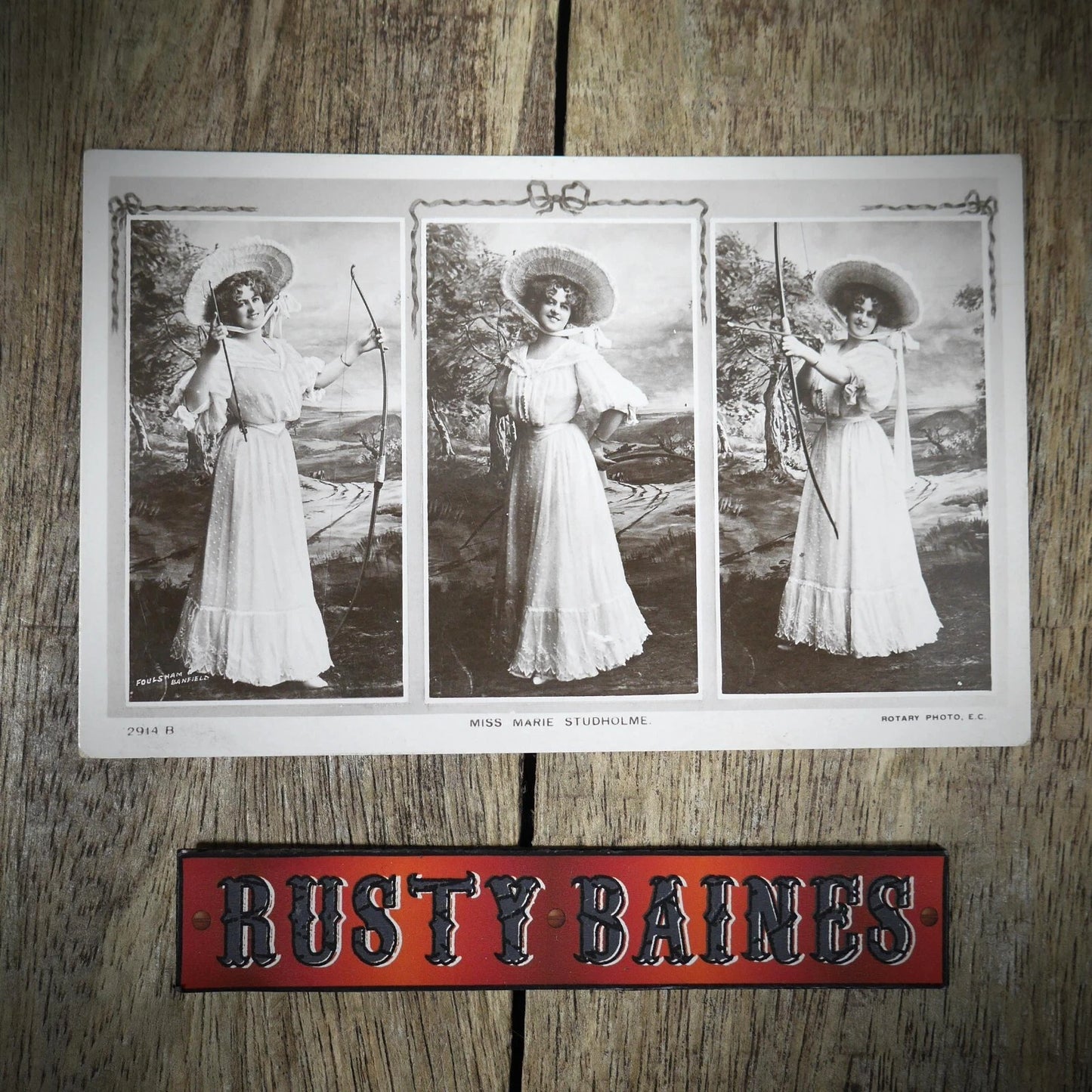 Postcard, Miss Marie Stuholme, Edwardian Actress, Archery, Real Photo