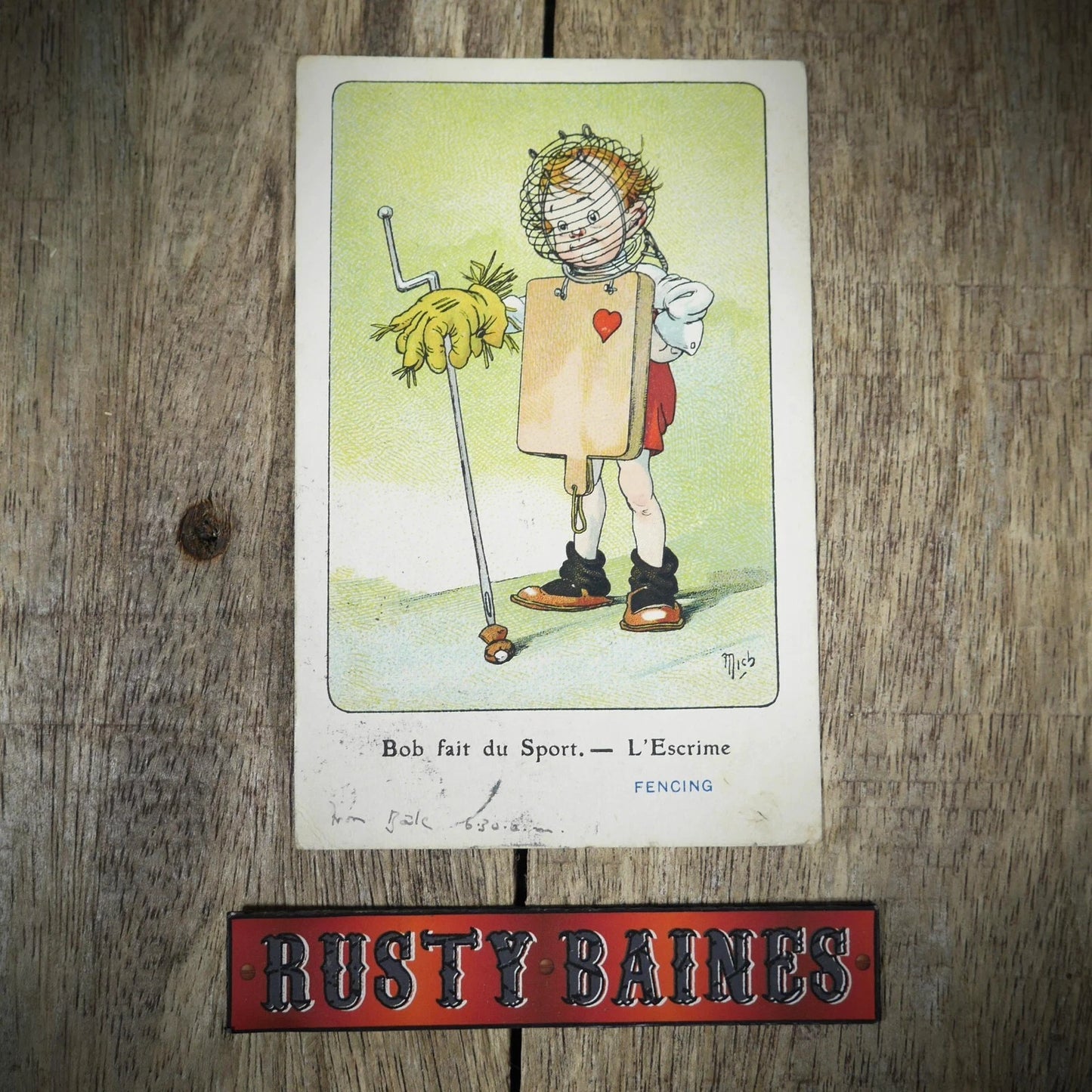Postcard, French Comic, Love Heart, Fencing