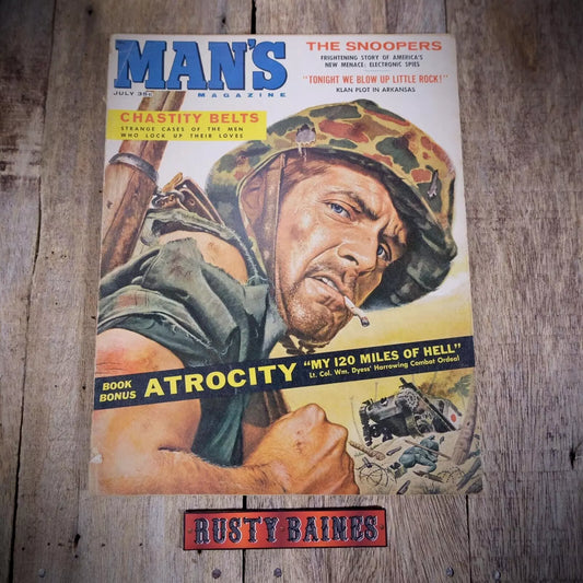 Vintage Pulp Magazine Man's July 1960, Pin-Up, Chastity Belts, WW2 Stories