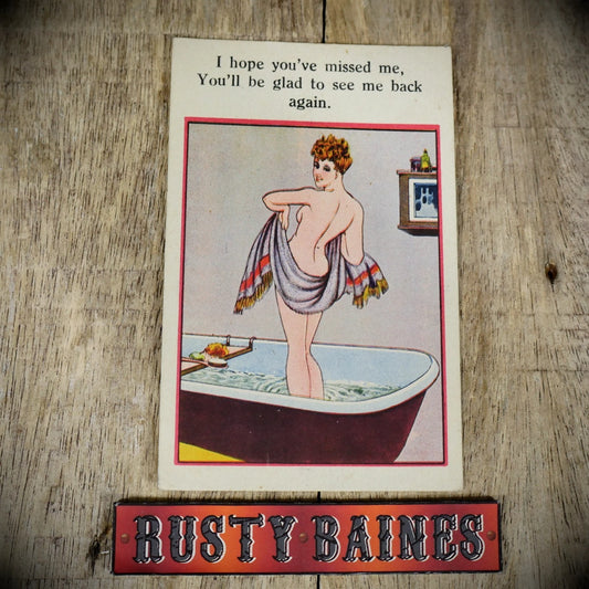 Postcard, Comic, Hope You've Missed Me, Saucy Bathing Girl