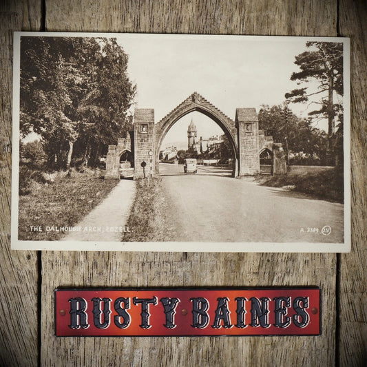 Postcard, Edzell Dalhousie Arch, Motor Car Passing, Printed