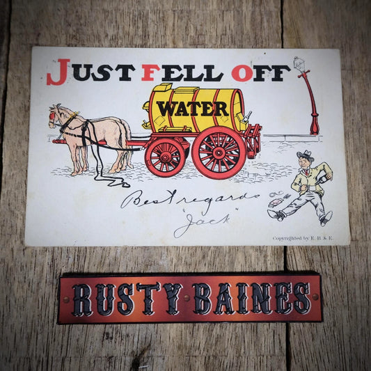 Postcard, Comic, Fell Off the Wagon, Horse & Tanker, Booze Drinking