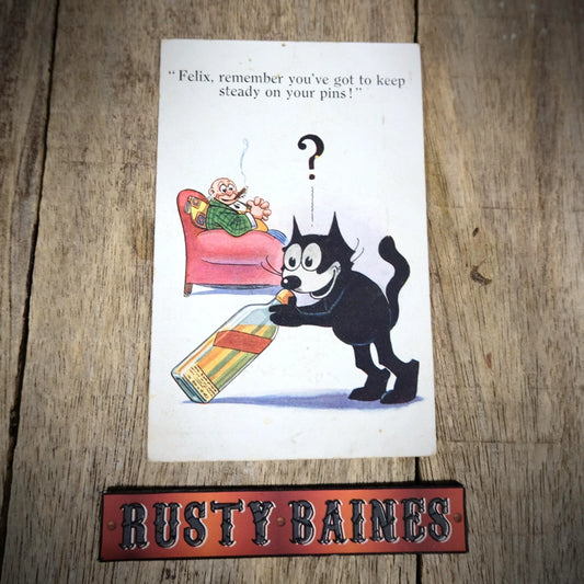 Postcard, Comic, Felix the Film Cat, Booze, Drinking