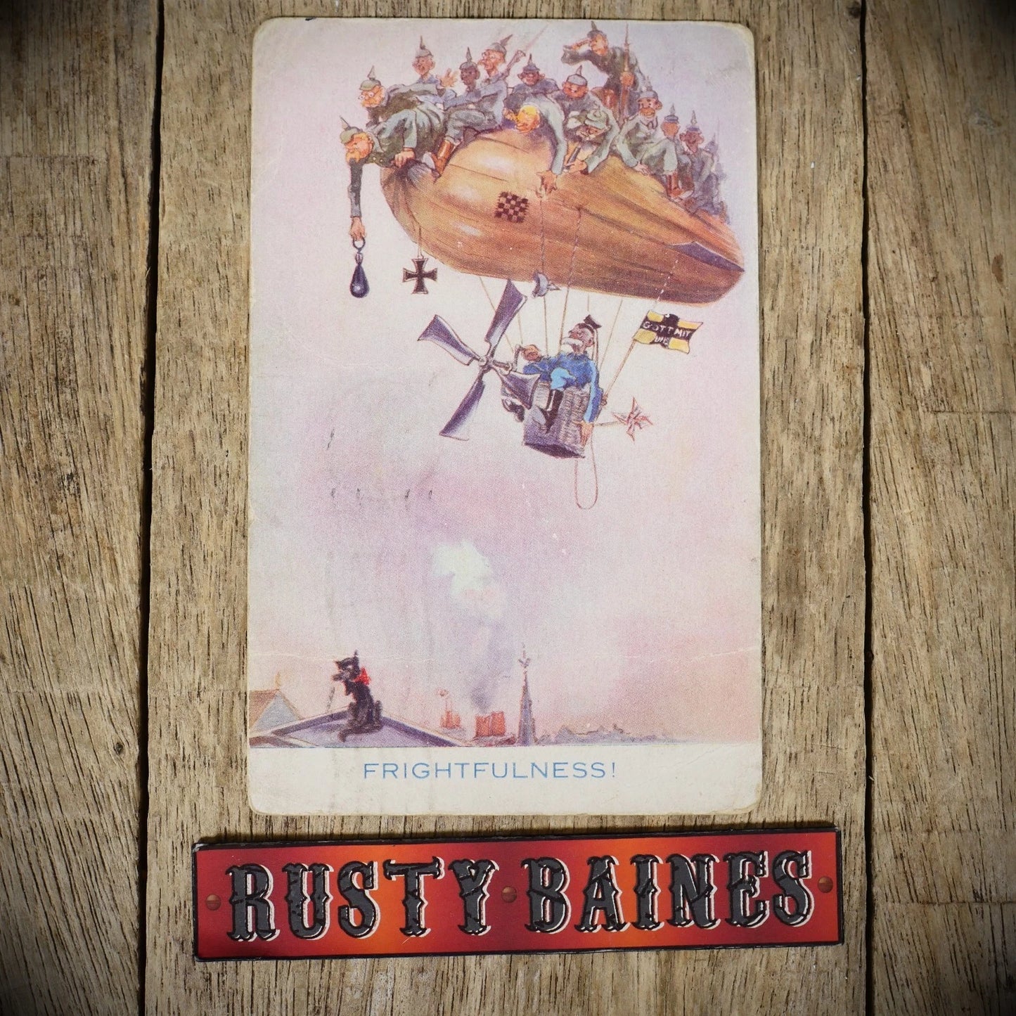 Postcard,WW1 Comic, Zeppelin Airship Anti Kaiser Propaganda