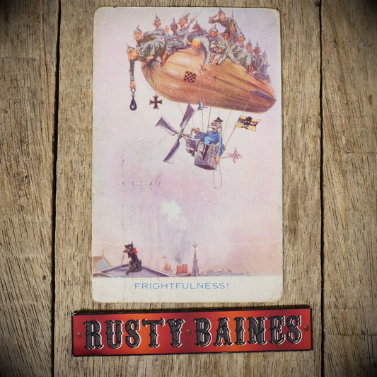 Postcard,WW1 Comic, Zeppelin Airship Anti Kaiser Propaganda