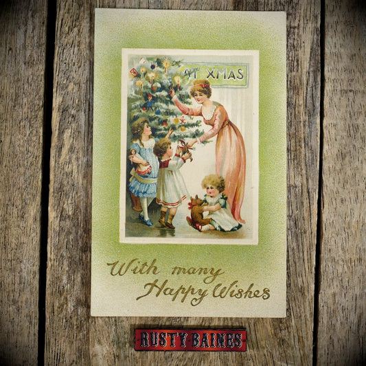 Postcard, Christmas Wishes, Children with Toys, Birn Bros Chromo Litho