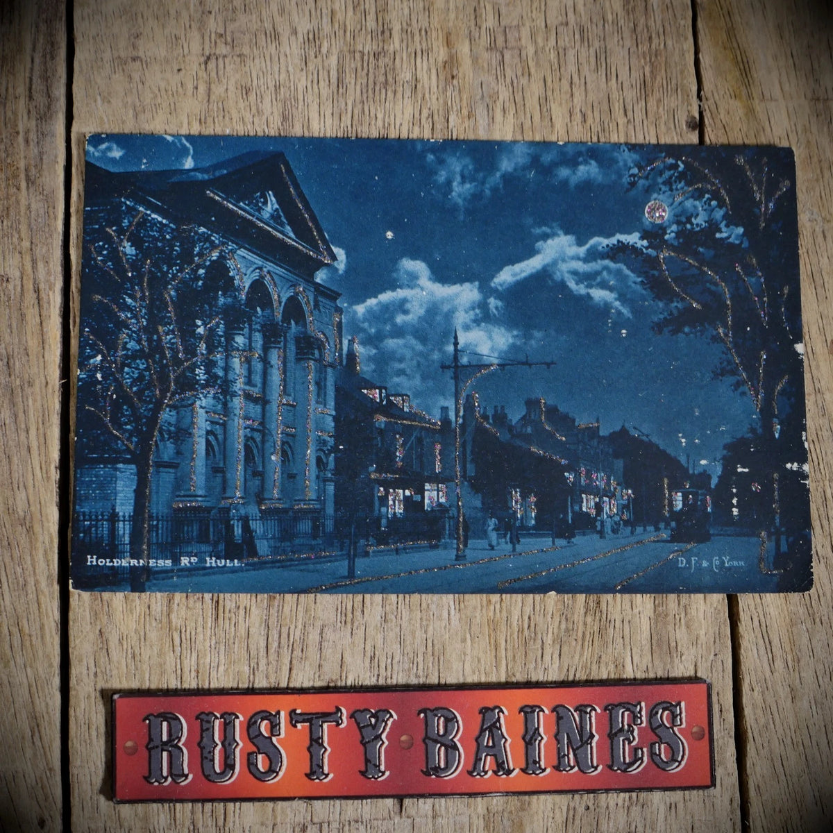 Postcard, Hull Holderness Road, Moonlight Glitter, Artistic Printed