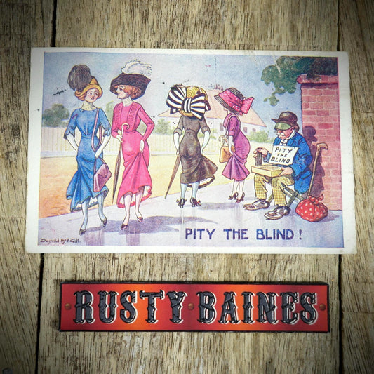 Postcard, Comic, Donald McGill, Women Flashing Legs, Blind Charity Man