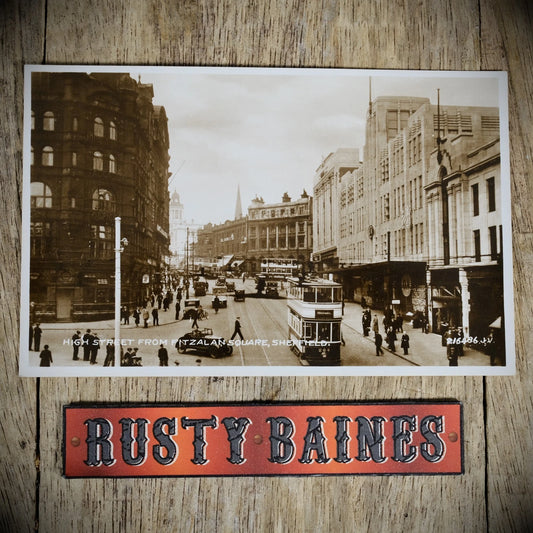 Postcard, Sheffield High Street, Vintage Cars, Bus, Real Photo