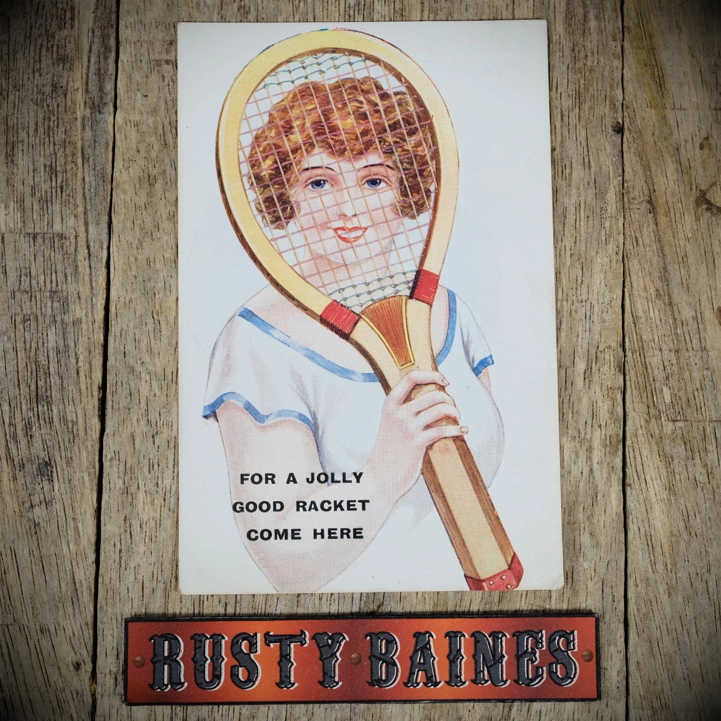 Postcard, Comic/Greetings, 1920's Tennis Jolly Racket Glamour Girl