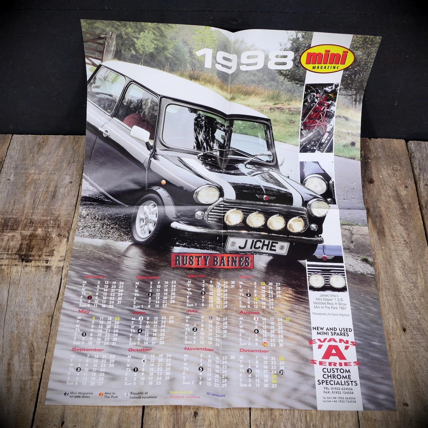 Mini Magazine Calendar Poster, Rover Mini Cooper, Reg -J ICHE